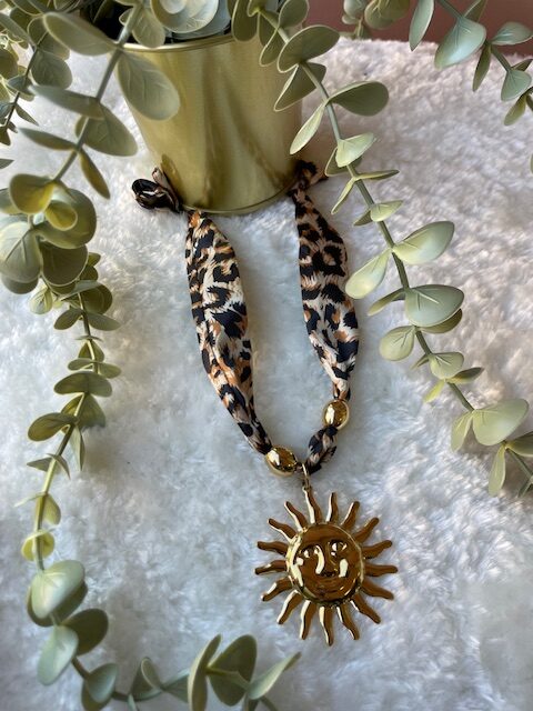 Collier tissu léopard soleil