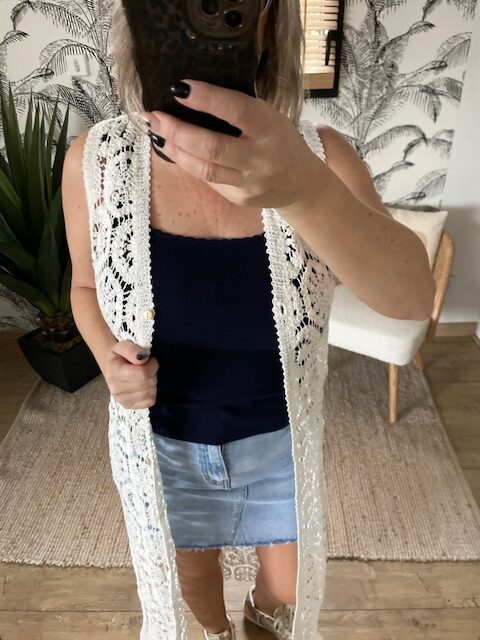 Robe longue en crochet blanc