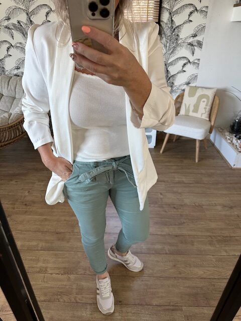 Blazer blanc femme manches 3/4 – Image 3