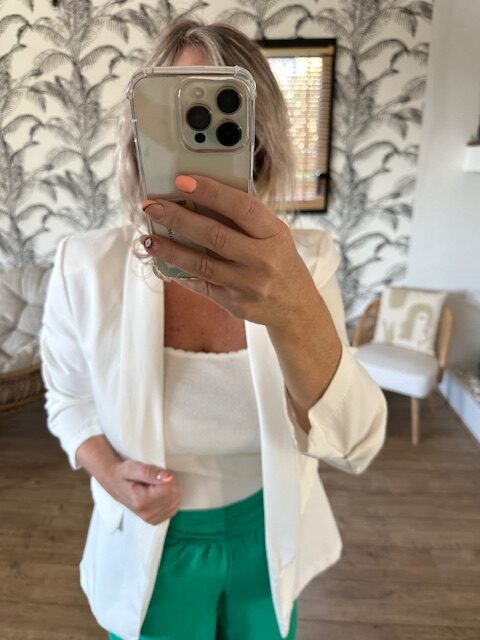Blazer blanc femme manches 3/4