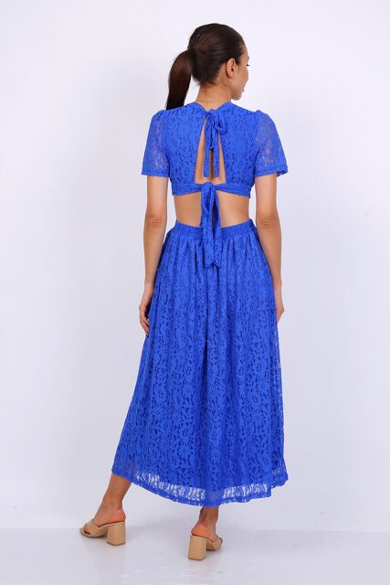Robe longue dentelle avec dos nu – Image 2