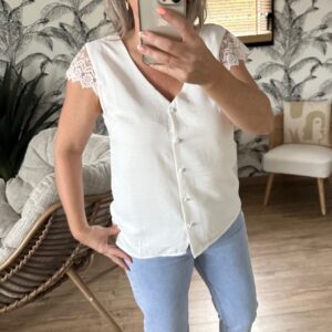Top blanc dentelle dos nu femme