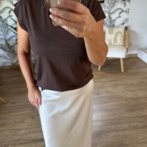 Jupe longue satinée beige