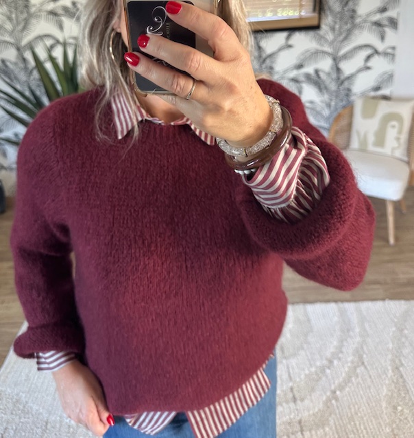 Pull bordeaux femme – Image 2