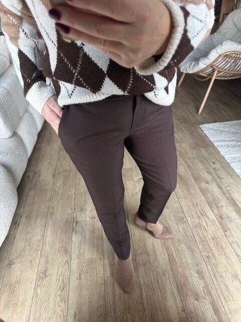 Pantalon cigarette femme marron – Image 3