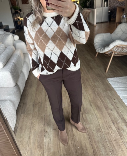 Pantalon cigarette femme marron
