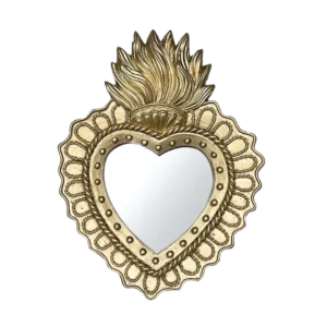 Miroir Coeur Ex-Voto Doré