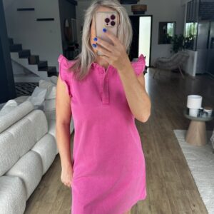 Robe Courte Fuschia à Volants